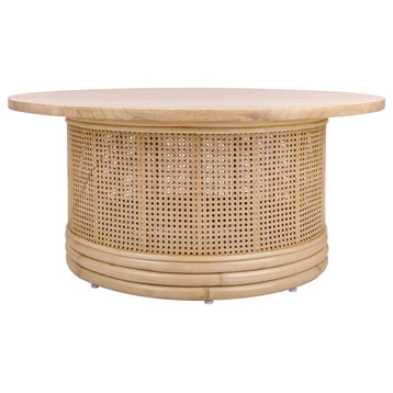 Brisa Rattan Coffee Table/ End Table With Wood Top, Coffee Table