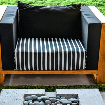 Outdoor Firepit with Retractable Pergola & Flagstone