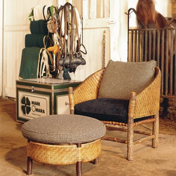 Captain's Chair & Round Ottoman - Armchairs And Accent Chairs