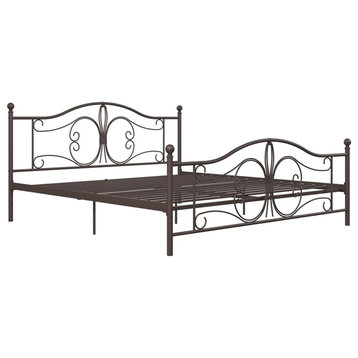 DHP Bombay Metal Bed King Size Frame with Underbed Storage in Bronze