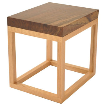 Reclaimed Wood Side Table, Walnut Top