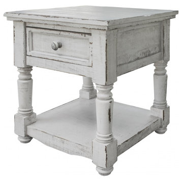 Stonegate Solid Wood End table - White