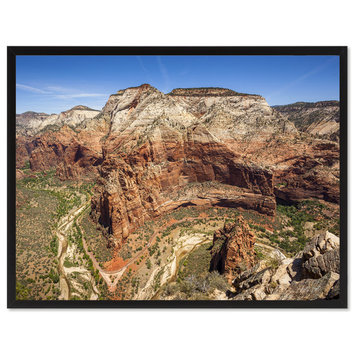Zion National Park Landscape Photo Print on Canvas with Picture Frame, 22"x29"