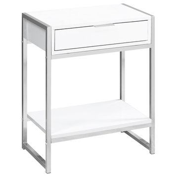 HomeRoots 18.2" x 12.8" x 23.5" White Finish and Metal Accent Table