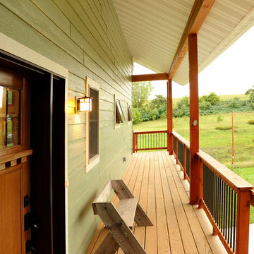 Covered Porch with Timber Beams
