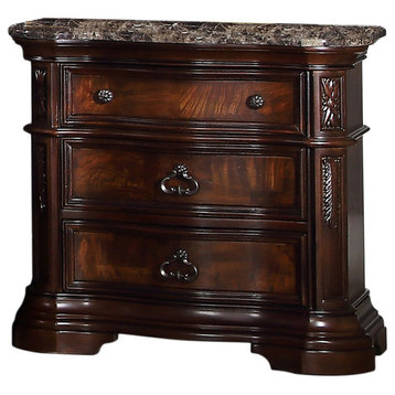 Barney's Traditional Walnut Nightstand With Marble