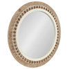 Maddigan Wood Framed Wall Mirror, Rustic Brown/White 28" Diameter