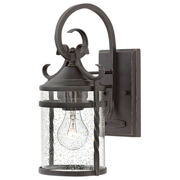 Hinkley Casa Small Wall Mount Lantern, Olde Black With Clear Seedy Glass