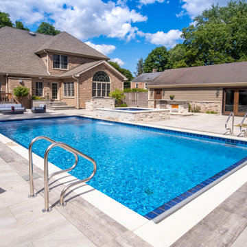 Prospect Heights Outdoor Living Project with Swimming Pool and Hot Tub