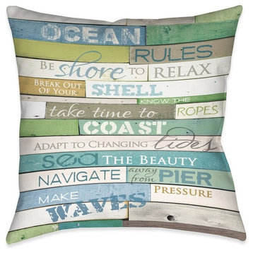 Laural Home Ocean Rules Outdoor Decorative Pillow, 18"x18"