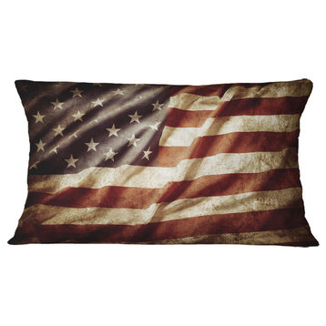 American Flag Contemporary Throw Pillow, 12"x20"