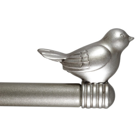 3/4" Bird Adjustable Curtain Rod, Pewter, 28"-48"