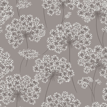 NU1693 Angelica Peel & Stick Wallpaper  in Grey White Modern Florals