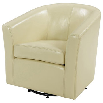 Pemberly Row 17.5" Bonded Leather Swivel Chair in Beige Finish