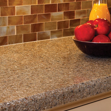 Perla Modena Counters; Karma 952 B/S; White Chocolate Cabinets