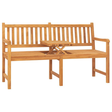 vidaXL Outdoor Garden Bench Patio Garden Bench with Table Solid Wood Teak