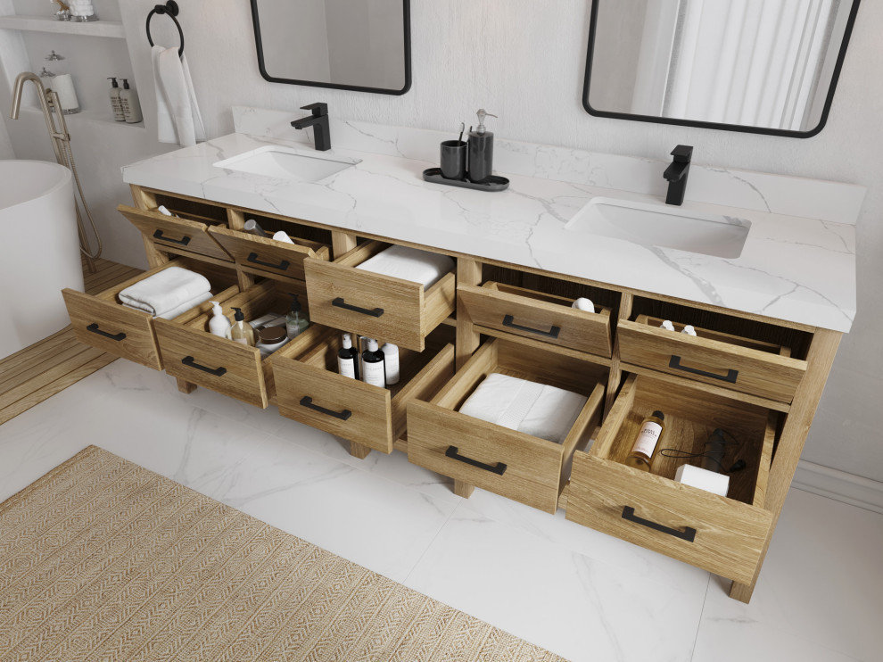 Parker Teak 84" Double Sink Bath Vanity, 84" - Transitional - Bathroom ...