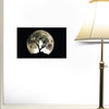 3D Render of Moon with Stars and a Tree Silhouette Wall Mural - 18 Inches W x 11