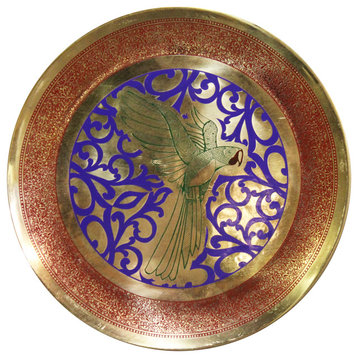 Natural Geo Flying Parrot Decorative Brass Accent Plate