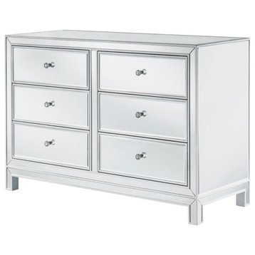 Dresser 6 Drawers 48In. W X 18In. Din. X 32In. H, Antique Silver Paint