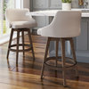 Amisco Nolan Swivel Stool, Cream Faux Leather / Brown Wood, Counter Height