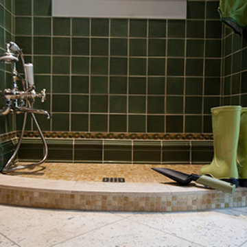 Vintage Mudroom with shoe rinse in Oak Park River Forest