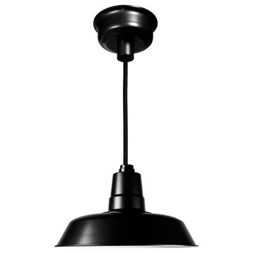 18" Vintage LED Hanging Light in Matte Black with 7' Adjustable Cord