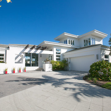 Contemporary Waterfront Home Exterior — Bay Isles South Longboat Key