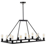 Linea di Liara - Sonoro Large Industrial Rectangular Chandelier, Black - Finely crafted and meticulously designed, the Sonoro rectangular hanging chandelier brings a stylish industrial feel to entryways, dining rooms, living areas or kitchen spaces. The black minimalist design features linked rods that support the vertically oriented exposed bulb open frame, making the Sonoro LL-CH5 a striking replacement for traditional chandeliers.