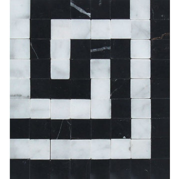 Carrara Polished Marble Key Corner (Carrara With Black), 5 pieces