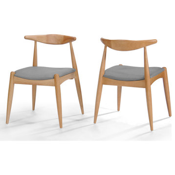 GDF Studio Sandra Mid Century Modern Dining Chairs, Set of 2, Beige