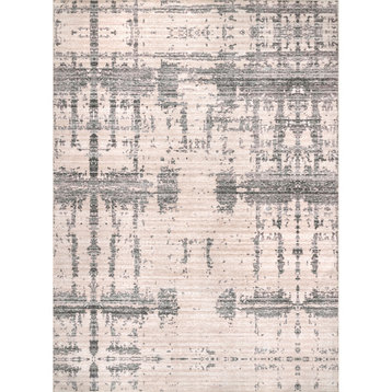 nuLOOM Abstract Washable Contemporary Vintage Area Rug, Light Gray 8'x10'