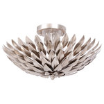 Crystorama - Broche 4 Light Antique Silver Ceiling Mount - Layers of individual wrought iron leaves deliver a stunning, unique, and functional light. The tailored elegance of the shimmering metallic florals are perfect for a transitional home though versatile enough to be incorporated into any modern design. While perfect for a bedroom, living area, or kitchen, it can be used anywhere you want to add a bit of glam. This fixture can also be installed as a statement wall sconce.