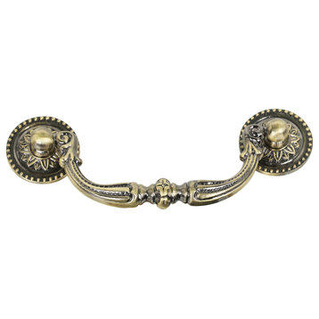 Utopia Alley Medici Drop Pull, Antique Brass, 3.78" Center To Center, 10 Pack