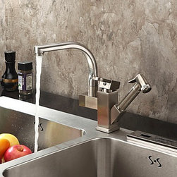 Solid Brass Spring Pull Out Kitchen Tap - Polished Nickel Finish N1770 - Kitchen Faucets
