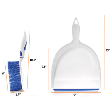 Superio Brush and Dustpan Set, Rubber Edge for Easy Dirt Pickup.