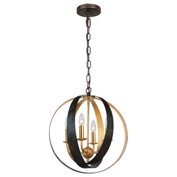 Crystorama Luna 4-Light Bronze & Gold Sphere Mini Chandelier