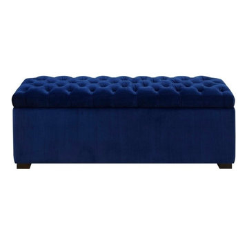 Picket House Furnishings Carson Shoe Storage Bench in Navy Blue