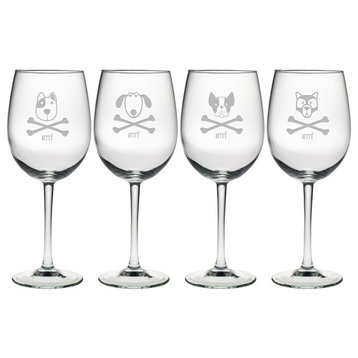 "Arrrf" Pirate Pups 4-Piece Wine Glass Set