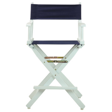 24" Director's Chair With White Frame, Navy Blue Canvas