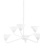 Mitzi - 6 Light Chandelier, White - Softly ruffled opal etched glass shades mounted on slender, curved arms give this stylish design a sculptural feel whether hanging from the ceiling or mounted on the wall. The Textured White finish produces a clean, monochromatic effect, while the Aged Brass finish option adds a hint of shine. Mounted for uplight and available as a wall sconce, bath, or chandelier, Kelsey works in spaces throughout the home. Part of our Home Ec. x Mitzi Tastemakers collection."