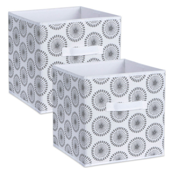 DII Nonwoven Polyester Cube Starburst Gray Square, Set of 2