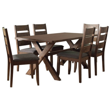 Coaster Alston 7-piece Rectangular Wood Dining Set Brown and Gray