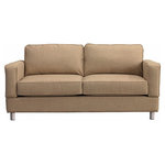 Small Space Seating - Raleigh Quick Assembly Two Seat Bonner Leg Sofa, Almond - Small Space Seating's standard size sofas and chairs are designed to fit through openings 12" or greater.  Perfect for older homes, apartments, lofts, lodges, playrooms, tiny homes, RV's or any place with narrow doors, hallways, tight stairs, and elevators. Our frames come with a lifetime guarantee and are constructed using kiln dried hardwoods.  Every frame is doweled, corner blocked, screwed, glued, stapled and features heavy-duty 8.5-gauge sinuous steel springs reinforced with horizontal tie rods.  All seating features plush 2.5 density HR spring down cushions with a lifetime guarantee.  High Performance, stain resistant fabrics with a 100,000 double rub rating come standard with our sofa and chairs.  This is American Made seating for small, tight and narrow spaces designed to last a lifetime.