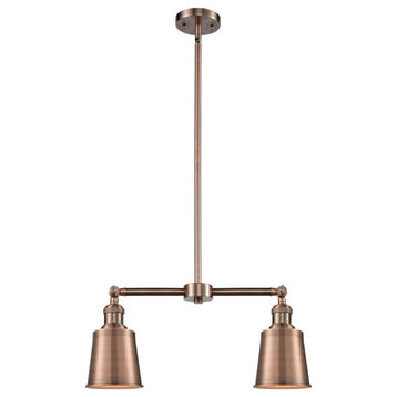 2-Light Small Bell 22" Chandelier, Antique Copper