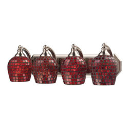 Elk Lighting - Elk Lighting 570-4N-CPR 4 Light Vanity in Satin Nickel & Copper Mosaic Glass - Bathroom Vanity Lighting