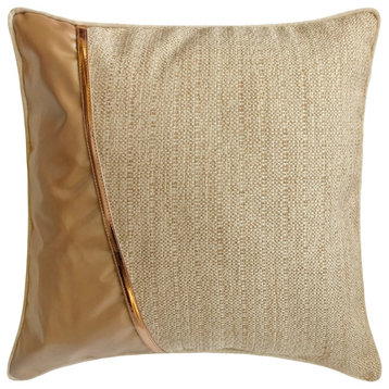 Beige Gold Jute, Faux Leather, Leather Jute, 18"x18" Pillow Cover, Acland