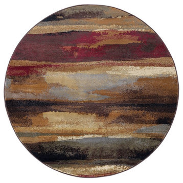 Dakota Contemporary Abstract Multi-Color Round Area Rug, 5' Round