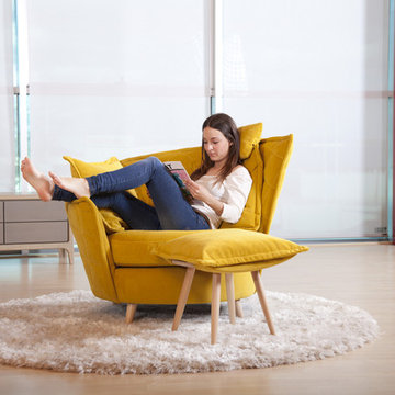 Volta Lounge Accent Chair with Ottoman Coffee Table by Famaliving California
