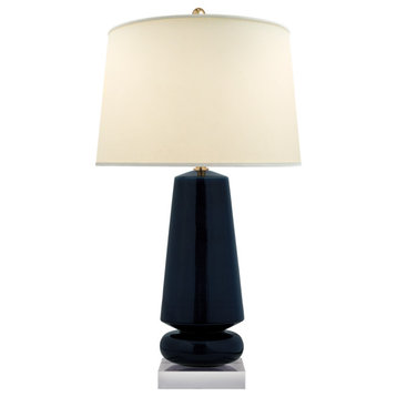 Parisienne Medium Table Lamp in Denim with Natural Percale Shade